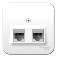 Розетка двойная компьютерная RJ45 кат.5E + телефон RJ11 накладного монтажа с изолирующей пластиной Systeme Electric Blanca Белый