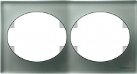 Рамка 2-постовая горизонтальная ABB NIE Tacto Стекло серебряное