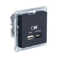 Розетка USB A + тип-C 45W высокоскор.заряд. QC PD механизм Schneider Electric AtlasDesign Карбон