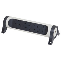 Удлинитель с заземлением 3 розетки без кабеля, с кнопкой включения и поворотным основанием Legrand Белый/Черный