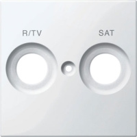 Накладка розетки R/TV-SAT с маркировкой Merten System M Белый глянeц