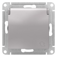 Розетка с заземлением со шторками с крышкой 16A IP20 механизм Schneider Electric AtlasDesign Алюминий