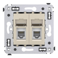 Телефонная розетка RJ-12 в стену двойная, "Avanti", "Ванильная дымка" DKC