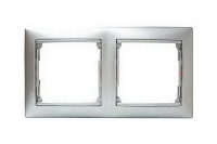 Рамка 2-постовая горизонтальная Legrand Valena Алюминий/Серебряный штрих
