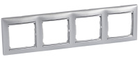 Рамка 4-постовая горизонтальная Legrand Valena Алюминий/Серебряный штрих