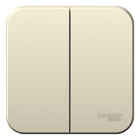 Выключатель 2-клавишный накладного монтажа 6A 250В Systeme Electric Blanca Молочный