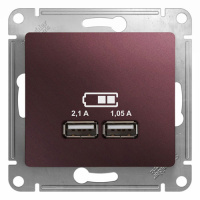 Розетка USB A+A 5В/2,1 А 2х5В/1,05 А механизм Systeme Electric Glossa Баклажановый
