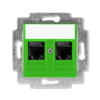 Розетка информационная двойная 2хRJ45 категория 6 зелёный ABB Levit