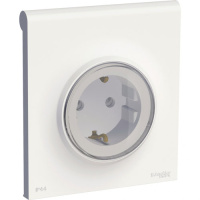 Odace Розетка с заземлением, с крышкой, IP44, в сборе, Белый Schneider Electric