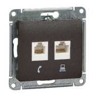 Розетка двойная RJ11+RJ45 кат.5E Systeme Electric Glossa Шоколад
