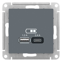 Розетка USB  A+С 5В/2,4А 2х5В/1,2А механизм Schneider Electric AtlasDesign Грифель