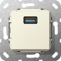Разъем USB 3.0 тип A, инвертирующий адаптер Gira System-55 Кремовый глянец