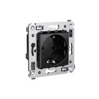 Розетка в стену, 2P+E, с з/ш, "Avanti", "Черный квадрат" DKC