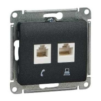 Розетка двойная RJ11+RJ45 кат.5E Systeme Electric Glossa Антрацит