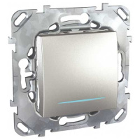 Переключатель перекрестный 1-клавишный (схема 7) с подсветкой Schneider Electric Unica Top Алюминий