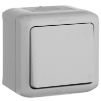 Переключатель 1-клавишный на 2 направления 10A IP44 Legrand Quteo Серый