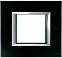 Рамка прямоугольная итальянский стандарт ITA 2 мод Bticino Axolute Черное стекло 