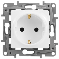 Розетка с заземлением с защитными штораками немецкий стандарт винтовой зажим Legrand Etika Белый