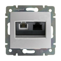 Розетка телефонная RJ11 + RJ45 кат.6 UTP Legrand Valena Алюминий
