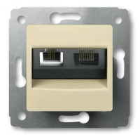 Розетка телефонная RJ11 + RJ45 кат.6 UTP Legrand Cariva Слоновая кость