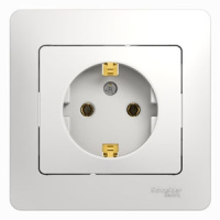 Розетка с заземлением в сборе с рамкой Systeme Electric Glossa Белый