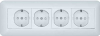 Розетка 4-ая с заземлением с з/ш 16A монтаж. плата накладная в сборе (DIY) Wessen Прима Белый