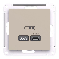 SE AtlasDesign Розетка USB высокоскор.заряд. Песочный тип-С 65Вт QC PD механизм