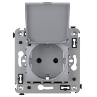 Розетка с крышкой в стену, 2P+E, с з/ш, "Avanti", "Закаленная сталь" DKC