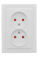 Розетка 2-местная СП без заземления 10A с защитными шторками EKF Basic Минск Белый