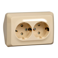 Этюд о/у двойная угловая Розетка с заземлением со шторками 16А, кремовый, россия SE