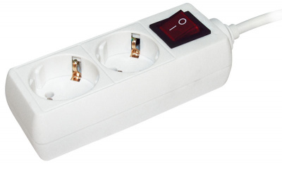 Удлинитель с выключателем 2P+РЕ, 2 розетки, шнур 5м, 16A/250V IEK У02K IEK УК WYP10-16-02-05-ZK-N