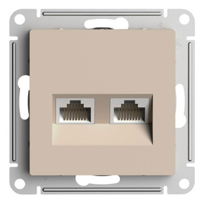 SE AtlasDesign Розетка двойная компьютерная RJ45+RJ45 Песочный кат.5E механизм Systeme Electric AtlasDesign ATN001285