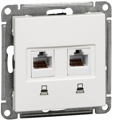 Розетка компьютерная 2-ая RJ45 кат.5e Wessen 59 Белый Wessen Wessen 59 RSI-251KK5E-1-86
