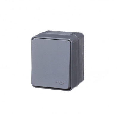 SE AtlasDesign Выключатель 1-клавишный Кнопочный Антрацит PROFI IP54 О/У 10 АХ Systeme Electric AtlasDesign Profi54 ATN544015