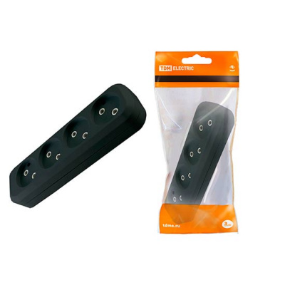 Колодка розеточная 4 гнезда без заземления 10A 250V IP20 черная TDM TDM ELECTRIC  SQ1806-0111