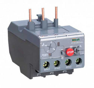 Реле тепловое для контакторов 09А-25А 5.5А-8.0А DEKraft РТ-02 23164DEK