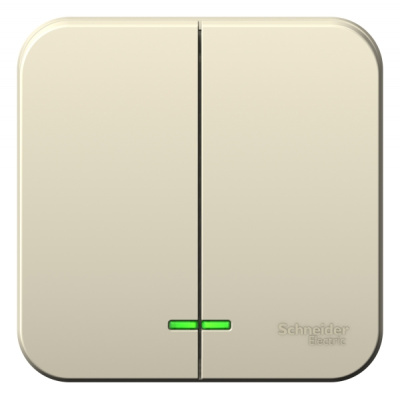 Выключатель 2-клавишный накладного монтажа с подсветкой 10A 250B Systeme Electric Blanca Молочный Systeme Electric Blanca BLNVA105102