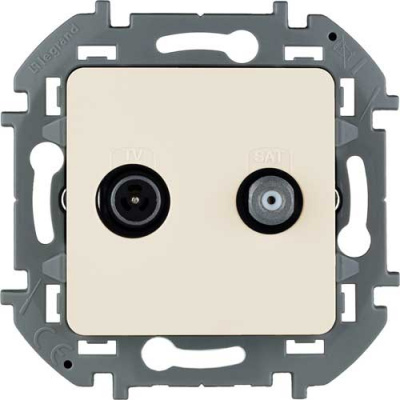 Розетка телевизионная-спутниковая для скрытого монтажа, для схемы "звезда", 1.5 дБ 4-2400 МГц / 2 дБ 4-2400 МГц,  500мА Legrand Inspiria Слоновая кость Legrand Inspiria 673881
