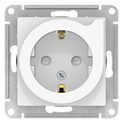 Розетка с заземлением со шторками с выталкивателем 16A механизм Schneider Electric AtlasDesign Белый Systeme Electric AtlasDesign ATN000147