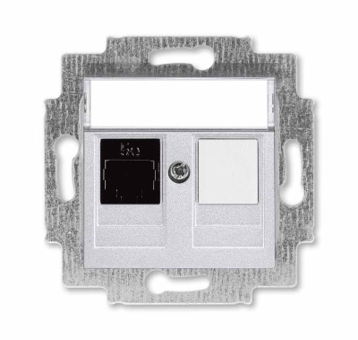 Розетка информационная RJ45 категория 5e и заглушка серебро ABB Levit M ABB Levit M 2CHH295117A6070