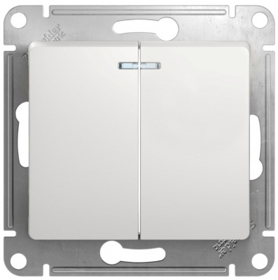 Выключатель 2-клавишный с подсветкой 10A (схема 5A) Systeme Electric Glossa Белый Systeme Electric Glossa GSL000153