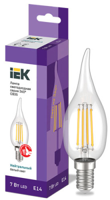 Лампа светодиодная свеча на ветру CВ35 7Вт 230В 4000К E14 серия 360° IEK IEK  LLF-CB35-7-230-40-E14-CL