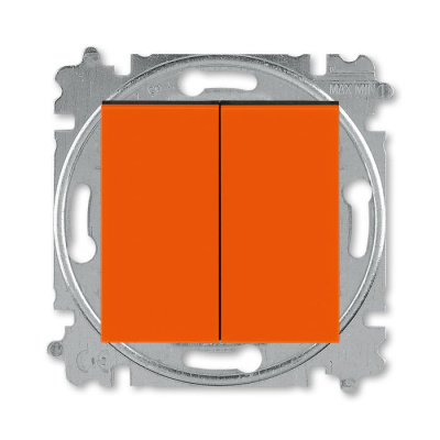 Выключатель кнопочный двухклавишный оранжевый / дымчатый чёрный ABB Levit ABB Levit 2CHH598745A6066
