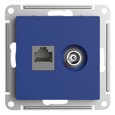 SE AtlasDesign Розетка двойная ТВ + компьютерная RJ45 Аквамаринин кат. 5Е Systeme Electric AtlasDesign ATN001189