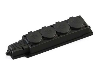 Systeme Electric MultiSet Колодка 4х розетка 2К+З каучуковая 16А/250В IP44 Чёрная Systeme Electric MultiSet MST4104BK