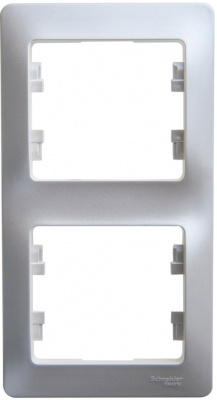 Рамка 2-постовая вертикальная Systeme Electric Glossa Алюминий Systeme Electric Glossa GSL000306