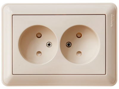 Розетка 2-ая без заземления в сборе с рамкой Wessen 59 Слоновая кость Wessen Wessen 59 RS16-254-28