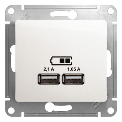 Розетка USB A+A 5В/2,1 А 2х5В/1,05 А механизм Systeme Electric Glossa Перламутр Systeme Electric Glossa GSL000633