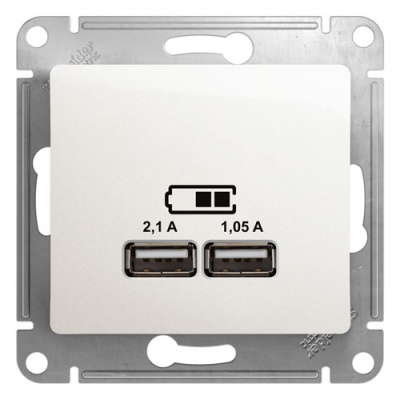 Розетка USB A+A 5В/2,1 А 2х5В/1,05 А механизм Systeme Electric Glossa Перламутр Systeme Electric Glossa GSL000633