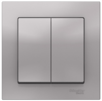 Выключатель 2-клавишный сх.6 10AX в сборе Schneider Electric AtlasDesign Алюминий Systeme Electric AtlasDesign ATN000352